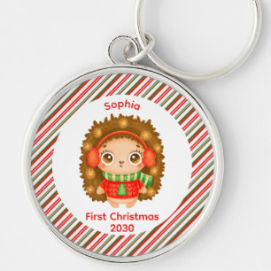 Mijn eerste schattige kerstmeisje naam kerst sleutelhanger