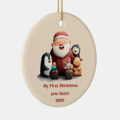 Mijn eerste Schattigee kerstman & dieren Keramisch Ornament (Rechts)