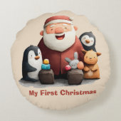 Mijn eerste Schattigee kerstman & dieren Rond Kussen (Achterkant)
