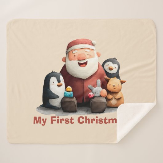 Mijn eerste Schattigee kerstman & dieren Sherpa Deken (Voorkant (horizontaal))