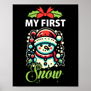 Mijn eerste sneeuw Schattigee sneeuwpop Winter Ker Poster
