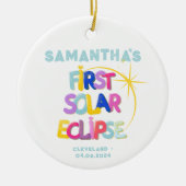 Mijn eerste Solar Eclipse Voeg aangepaste naam & l Keramisch Ornament (Voorkant)