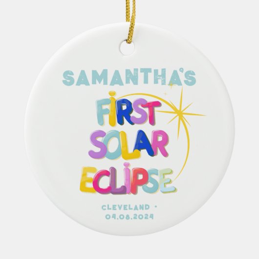 Mijn eerste Solar Eclipse Voeg aangepaste naam & l Keramisch Ornament (Voorkant)