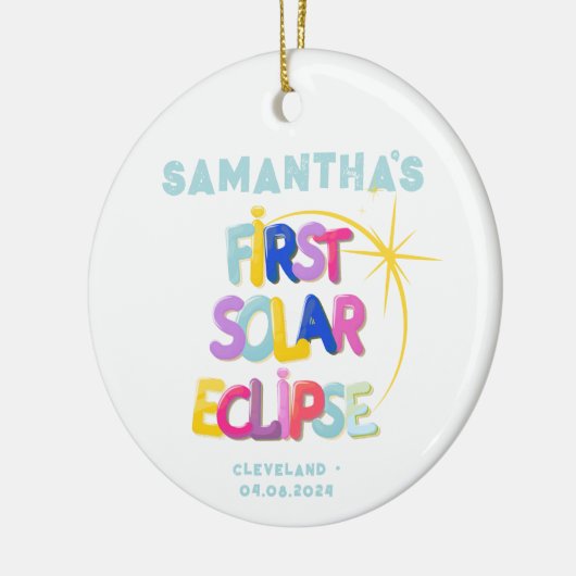 Mijn eerste Solar Eclipse Voeg aangepaste naam & l Keramisch Ornament (Links)