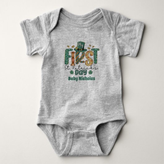 Mijn eerste St Patricks dag Fun Baby Gift Irish Cl Romper (Voorkant)