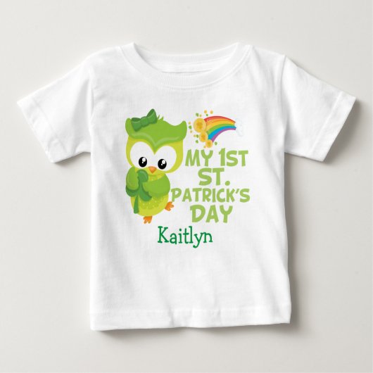 Mijn eerste St. Patrick's Day Cute Green Owl Custo (Voorkant)