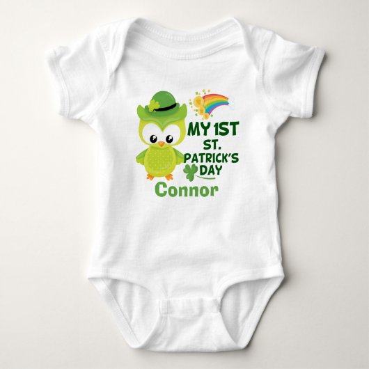 Mijn eerste St. Patrick's Day Cute Owl Romper (Voorkant)