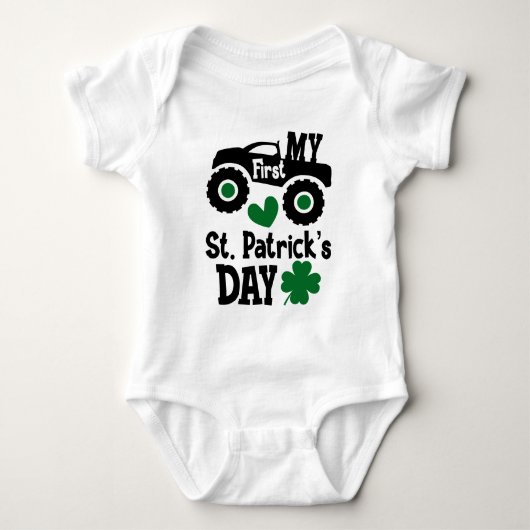 Mijn eerste St. Patrick's Day Monster Truck Baby Romper (Voorkant)