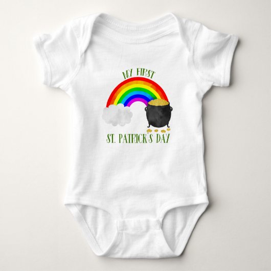 Mijn eerste St. Patrick's Day Rainbow en Pot of Go Romper (Voorkant)