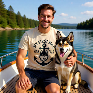 Mijn Eerste Stuurman Heeft Vacht Boot Hond Husky S T-shirt