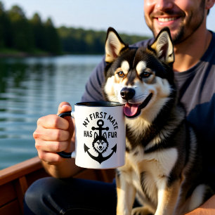 Mijn Eerste Stuurman Heeft Vacht Husky Hond Zeeank Mok