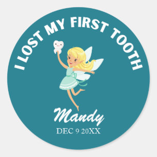 Mijn eerste tand fee naam datum ronde sticker
