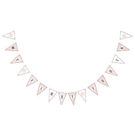 Mijn eerste tandfeestdecoratie Roze Bunting vlagge Vlaggetjes