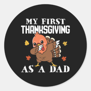 Mijn eerste Thanksgiving als vader herfst dabbing  Ronde Sticker