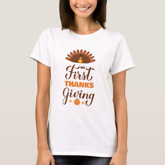 Mijn eerste Thanksgiving. Baby eerste Thanksgiving T-shirt (Voorkant)