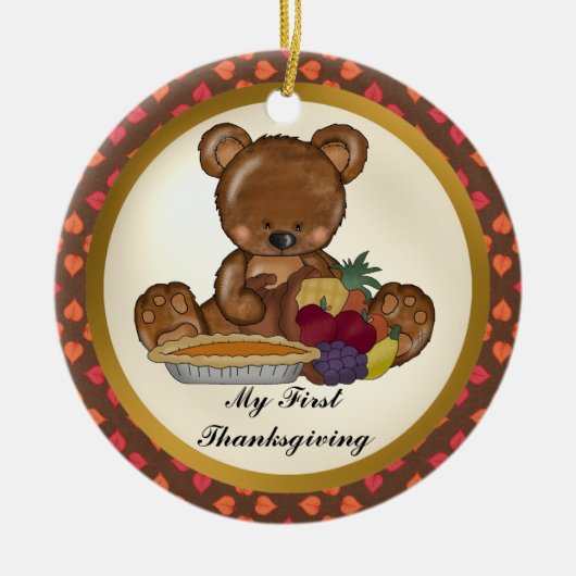 Mijn eerste Thanksgiving Beer Baby Keramisch Ornament (Voorkant)
