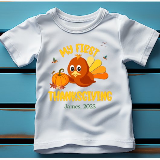 Mijn eerste Thanksgiving Naam witte Baby Bodysuit