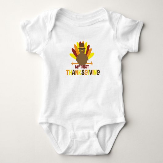 Mijn eerste Thanksgiving Turkije Baby Bodysuit Cre (Voorkant)