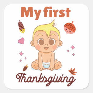 Mijn eerste Thanksgiving Vierkante Sticker