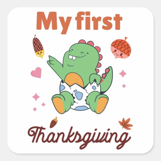 Mijn eerste Thanksgiving Vierkante Sticker (Voorkant)