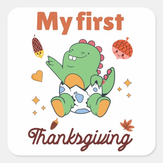 Mijn eerste Thanksgiving Vierkante Sticker (Voorkant)
