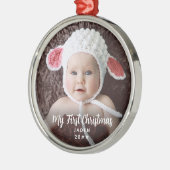 Mijn eerste tijdloze Baby foto Metalen Ornament (Links)