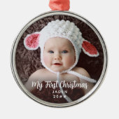 Mijn eerste tijdloze Baby foto Metalen Ornament (Voorkant)