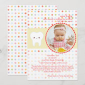 Mijn eerste Tooth Foto Uitnodiging (Voorkant / Achterkant)