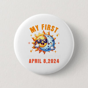 Mijn eerste totale zonsverduistering 8 april peute ronde button 5,7 cm