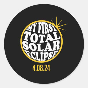 Mijn eerste totale zonsverduistering 8 april peute ronde sticker