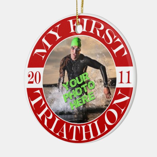 Mijn eerste triatlon - 2011 keramisch ornament (Links)