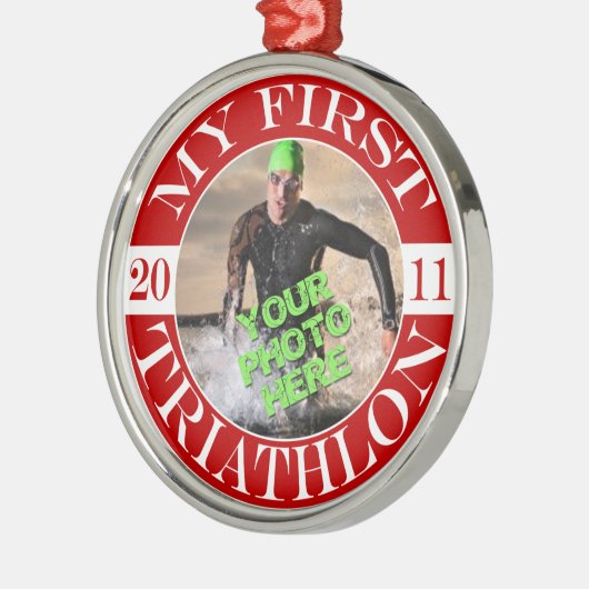 Mijn eerste triatlon - 2011 metalen ornament (Links)