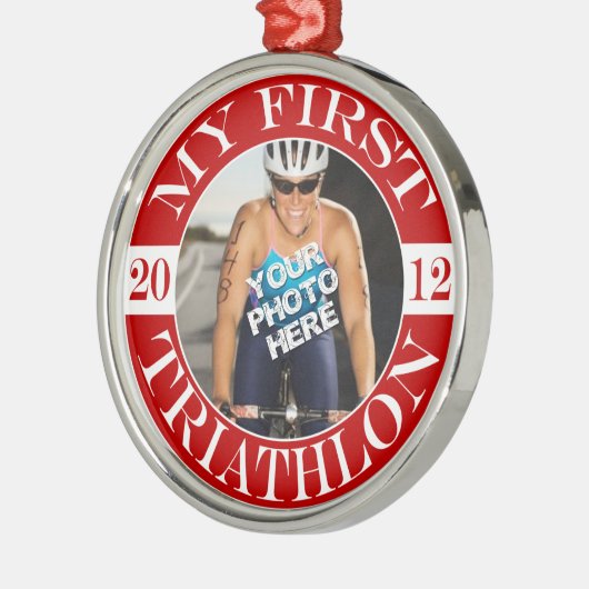 Mijn eerste triatlon - 2012 metalen ornament (Links)