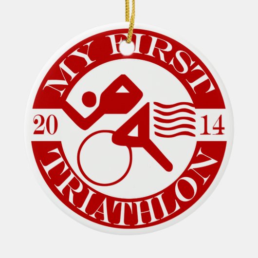 Mijn eerste triatlon-versiering - 2014 keramisch ornament (Voorkant)