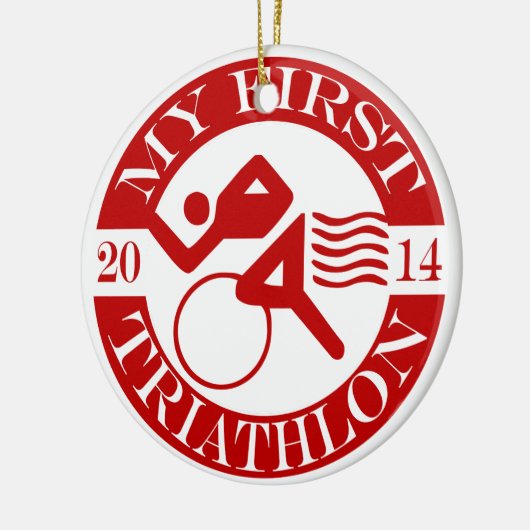 Mijn eerste triatlon-versiering - 2014 keramisch ornament (Links)