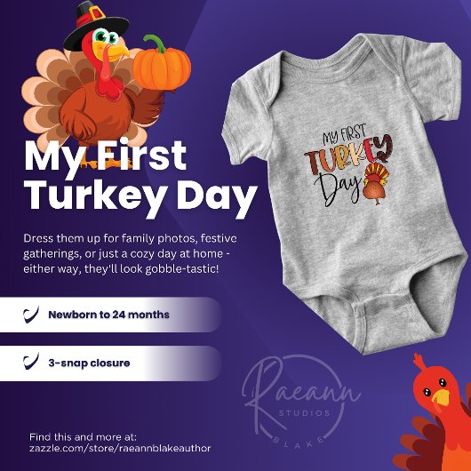 'Mijn eerste Turkije Dag' Thanksgiving Baby Bodysu Romper