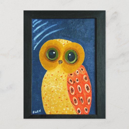 Mijn eerste uil schilderij briefkaart (Voorkant)