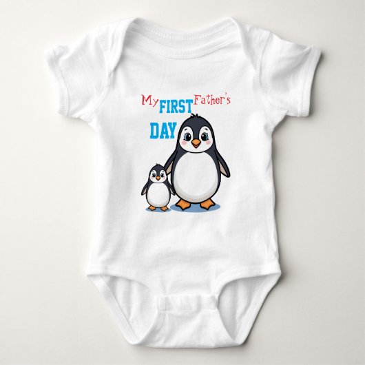 Mijn eerste Vaderdag Cute Pinguïn Baby Body Romper (Voorkant)