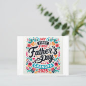 Mijn eerste Vaderdag opa 2025 Floral opa Briefkaart (Staand voorkant)