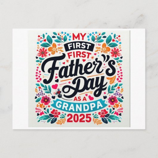 Mijn eerste Vaderdag opa 2025 Floral opa Briefkaart (Voorkant)