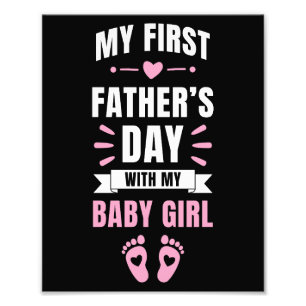 Mijn eerste vaders dag Baby pasgeboren dochter mei Foto Afdruk