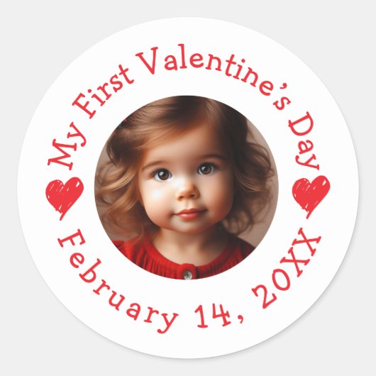 Mijn eerste Valentijn  Ronde Sticker (Voorkant)