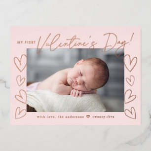 Mijn eerste Valentijnsdag Blush Valentijnsdag Folie Feestdagen Briefkaart
