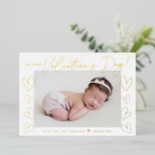 Mijn eerste Valentijnsdag Gold Script-foto Folie Feestdagenkaart (Staand Voorkant)