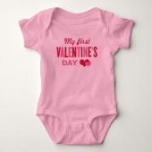 Mijn eerste Valentijnsdag Hartjes Roze Romper (Voorkant)