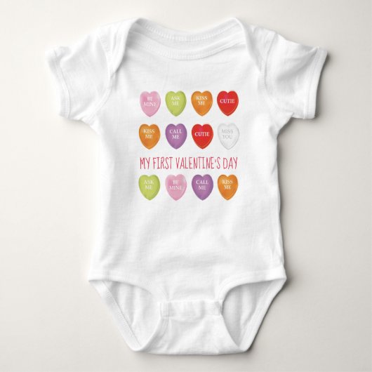 Mijn eerste Valentijnsdag Kute  Heart Custom Romper (Voorkant)