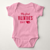 Mijn eerste Valentijnsdag Roze Baby Girl Romper (Voorkant)