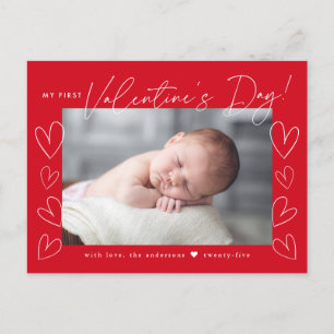 Mijn eerste Valentijnsdag Script Red Photo Feestdagenkaart