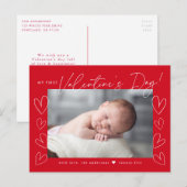 Mijn eerste Valentijnsdag Script Red Photo Feestdagenkaart (Voorkant / Achterkant)
