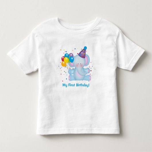 Mijn eerste verjaardag Baby olifant Baby T-Shirt (Voorkant)